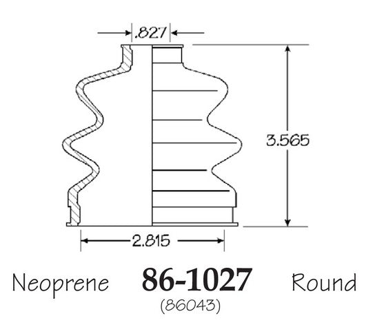 EMPI CV Joint Boot P/N:86-1027-D Fits: Honda Accord 80-76, Honda Civic 84-73, Honda Crx 91-88, Honda Prelude 82-79, Nissan 310 82-79, Nissan F10 78-76, Subaru Brat 84-80 - Image 1