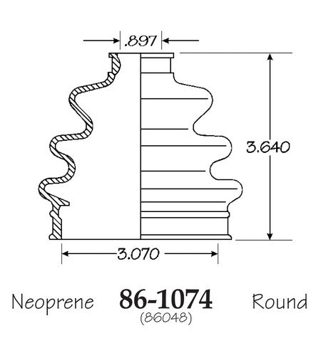 EMPI CV Joint Boot P/N:86-1074-D Fits: American Motors Eagle, Chrysler E Class, Chrysler Executive Limousine, Chrysler Laser, Chrysler Lebaron, Chrysler New Yorker, Dodge 400, Dodge 600, Dodge Aries - Image 1