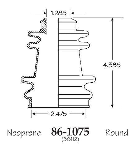 EMPI CV Joint Boot P/N:86-1075-D Fits: Chrysler E Class, Chrysler Laser, Chrysler Lebaron, Chrysler New Yorker, Dodge 400, Dodge 600, Dodge Aries, Dodge Charger, Dodge Daytona - Image 1