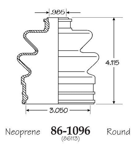 EMPI CV Joint Boot P/N:86-1096-D Fits: Subaru Brat 79-78, Subaru Dl 78-73, Subaru Gf 78-75, Subaru Gl 75-73, Subaru Standard 78-76 - Image 1