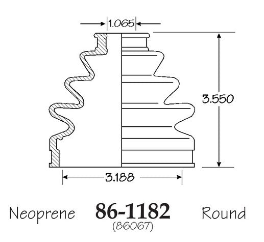 EMPI CV Joint Boot P/N:86-1182-D Fits: Honda Accord 89-86, Honda Prelude 87-85 - Image 1