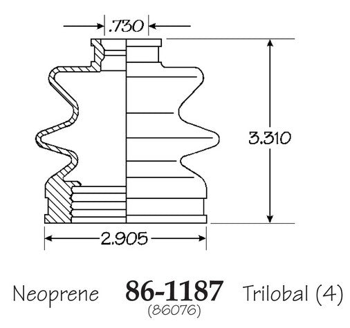 EMPI CV Joint Boot P/N:86-1187-D Fits: Chevrolet Metro 01-98, Chevrolet Sprint 88-85, Daihatsu Charade 92-88, Geo Metro 97-89, Suzuki Swift 2001, Suzuki Swift 99-89 - Image 1