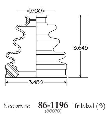 EMPI CV Joint Boot P/N:86-1196-D Fits: Scion Xa 06-04, Scion Xb 06-04, Toyota Echo 05-00, Toyota Paseo 1992, Toyota Paseo 98-95, Toyota Prius 09-04, Toyota Prius C 18-12, Toyota Tercel 90-87, Toyota Yaris 14-07 - Image 1