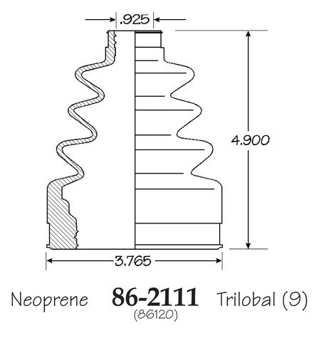 EMPI CV Joint Boot P/N:86-2111-D Fits: Ford Taurus 07-86, Mercury Sable 05-86 - Image 1
