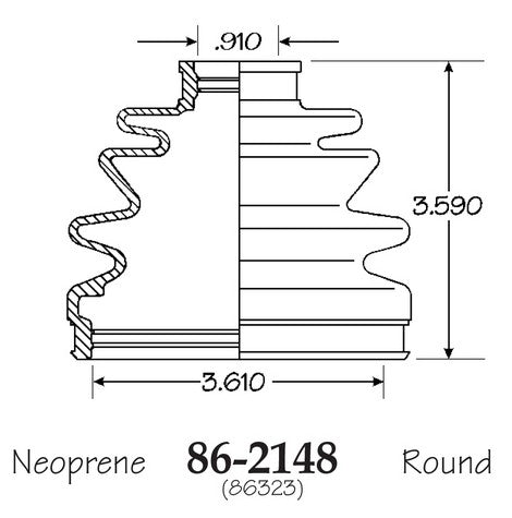 EMPI CV Joint Boot P/N:86-2148-D Fits: Acura Cl 99-97, Acura Rl 98-96, Acura Tl 99-95, Honda Accord 99-90, Honda Cr-v 98-97, Honda Odyssey 98-95, Honda Prelude 01-90, Isuzu Oasis 99-96 - Image 1
