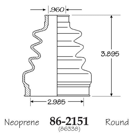 EMPI CV Joint Boot P/N:86-2151-D Fits: Chrysler Lebaron, Chrysler TOWN & COUNTRY, Dodge Caravan, Dodge Grand Caravan, Dodge Monaco, Dodge Spirit, Eagle Premier, Plymouth Acclaim, Plymouth Grand Voyager, Plymouth Voyager - Image 1