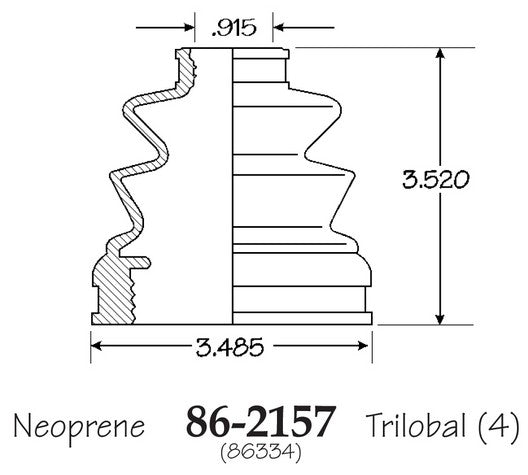 EMPI CV Joint Boot P/N:86-2157-D Fits: Chrysler Sebring, Dodge Avenger, Dodge Stratus, Eagle Summit, Hyundai Elantra, Hyundai Sonata, Hyundai Tiburon - Image 1