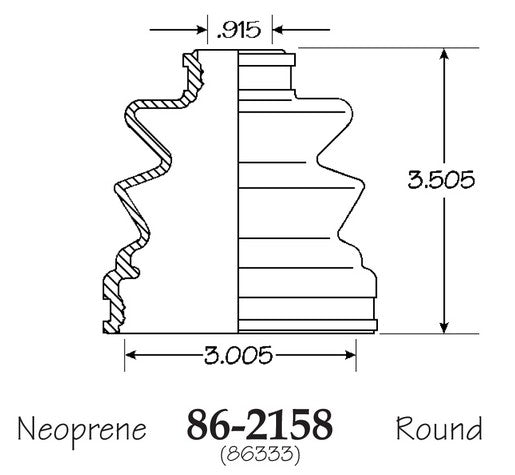 EMPI CV Joint Boot P/N:86-2158-D Fits: Mitsubishi Mirage 1989 - Image 1