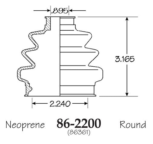 EMPI CV Joint Boot P/N:86-2200-D Fits: Porsche 911 05-86, Porsche 911 09-07, Porsche 928 91-78, Porsche 928 95-93, Porsche 944 91-87, Porsche 968 95-92, Porsche Boxster 05-97, Volvo 940 1995, Volvo 960 97-95, Volvo S90 1998, Volvo V90 1998 - Image 1