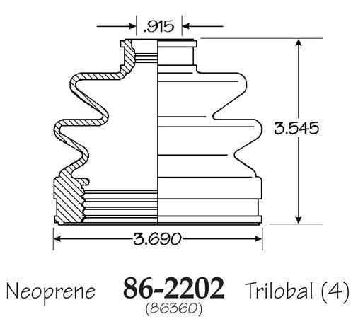 EMPI CV Joint Boot P/N:86-2202-D Fits: Dodge Stealth 96-91, Hyundai Elantra 00-99, Hyundai Santa Fe 05-01, Hyundai Sonata 06-95, Hyundai Tiburon 01-97, Hyundai Tiburon 08-07, Hyundai Tucson 09-05, Kia Optima 05-01, Mitsubishi 3000gt 99-91 - Image 1