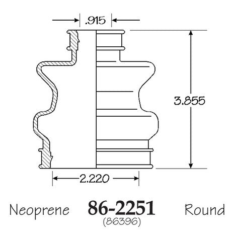 EMPI CV Joint Boot P/N:86-2251-D Fits: Mercedes-benz 190d 1987, Mercedes-benz 190d 85-84, Mercedes-benz 190e 88-84, Mercedes-benz C220 96-94 - Image 1