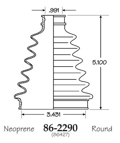 EMPI CV Joint Boot P/N:86-2290-D Fits: Chrysler Sebring, Dodge Avenger, Dodge Journey, Dodge Stratus, Ford Escape, Ford Taurus, Ford Tempo, Ford Thunderbird, Ford Windstar, Lincoln Continental, Mazda Tribute, Mercury Cougar, Mercury Sable, Mercury Topaz - Image 1