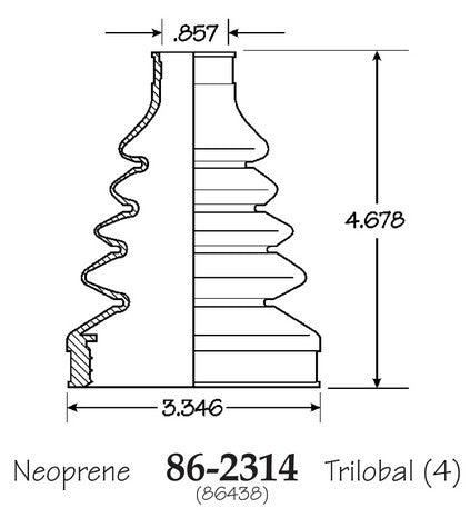 EMPI CV Joint Boot P/N:86-2314-D Fits: Ford Escort 03-97, Mercury Tracer 99-97 - Image 1