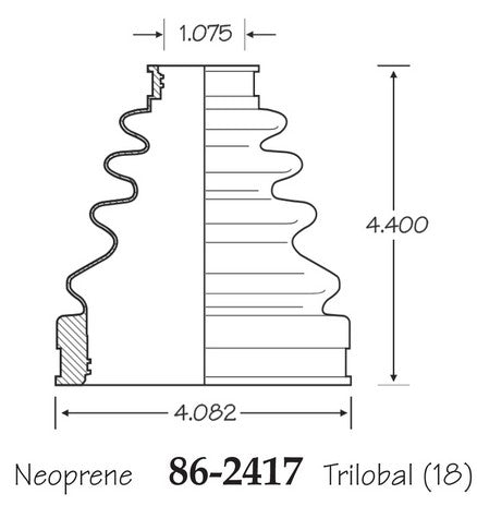 EMPI CV Joint Boot P/N:86-2417-D Fits: Lexus Gx470 09-03, Toyota 4runner 09-03, Toyota Fj Cruiser 09-07 - Image 1
