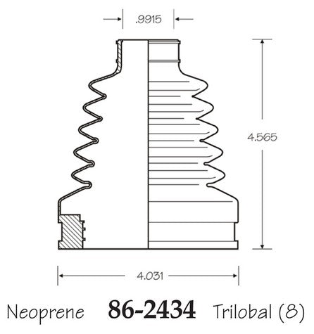 EMPI CV Joint Boot P/N:86-2434-D Fits: Chevrolet Hhr 10-08, Chevrolet Malibu 09-04, Pontiac G6 10-06, Saturn Aura 09-07 - Image 1