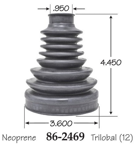 EMPI CV Joint Boot P/N:86-2469-D Fits: Ford Explorer 10-06, Ford Explorer Sport Trac 10-07, Ford Ranger 11-04, Hyundai Sonata 14-11, Mazda B4000 09-04, Mercury Mountaineer 10-06, Mini Cooper Countryman 16-11 - Image 1