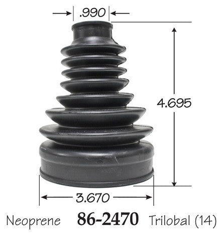 EMPI CV Joint Boot P/N:86-2470-D Fits: BMW 740i Xdrive 18-17, BMW 750i Xdrive 18-16, Ford Five Hundred 07-05, Ford Freestyle 07-05, Ford Taurus 18-08, Ford Taurus X 09-08, Lincoln Mks 16-09, Mercury Montego 07-05, Mercury Sable 09-08 - Image 1