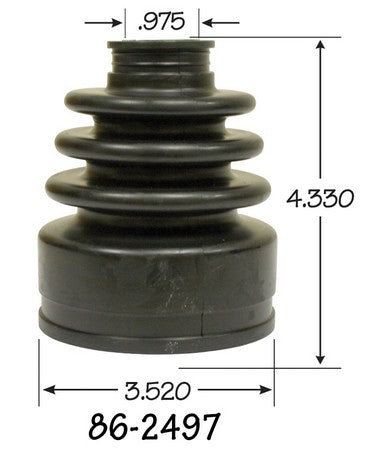 EMPI CV Joint Boot P/N:86-2497-D Fits: Acura Mdx 18-14, Acura Tlx 17-15, Honda Pilot 17-16, Honda Ridgeline 18-17, Infiniti Jx35 2013, Infiniti Qx60 17-14, Nissan Murano 17-15, Nissan Pathfinder 18-13, Suzuki Kizashi 13-10 - Image 1