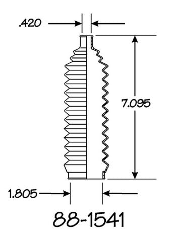 EMPI Rack and Pinion Bellows P/N:88-1541-K Fits: Dodge Caravan, Dodge Grand Caravan, Dodge Lancer, Dodge Mini Ram, Ford Fairmont, Ford Granada, Ford Mustang, Hyundai Accent, Hyundai Elantra, Hyundai Excel - Image 1