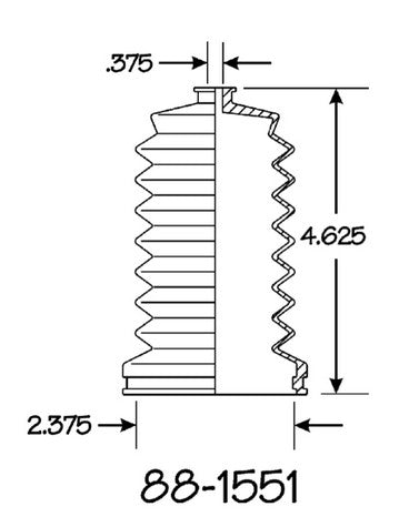 EMPI Rack and Pinion Bellows P/N:88-1551-K Fits: Toyota Corolla 92-84 - Image 1
