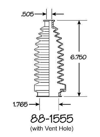 EMPI Rack and Pinion Bellows P/N:88-1555-K Fits: Volkswagen Cabrio 96-95, Volkswagen Corrado 95-92, Volkswagen Golf 99-93, Volkswagen Jetta 99-90, Volkswagen Passat 97-90 - Image 1
