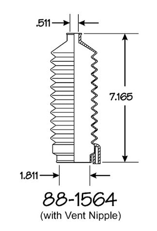 EMPI Rack and Pinion Bellows P/N:88-1564-K Fits: Buick Century, Buick Electra, Buick Lacrosse, Buick Lesabre, Buick Park Avenue, Buick Reatta, Buick Regal, Buick Riviera - Image 1