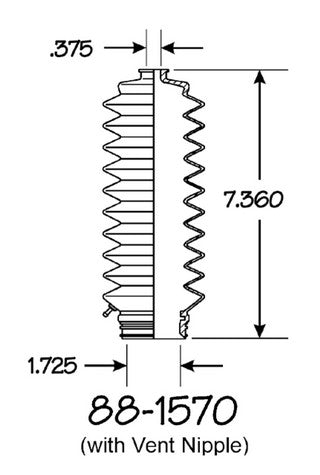 EMPI Rack and Pinion Bellows P/N:88-1570-K Fits: Acura Cl 99-97, Acura Integra 01-94, Acura Tl 98-95, Honda Accord 97-94, Honda Civic 00-92, Honda Civic Del Sol 97-94, Honda Cr-v 01-97, Honda Odyssey 97-95, Isuzu Oasis 97-96 - Image 1
