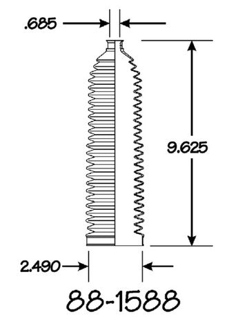 EMPI Rack and Pinion Bellows P/N:88-1588-K Fits: Audi A4, Audi A4 Quattro, Audi A6, Audi A6 Quattro, Audi A8 Quattro, Audi Allroad Quattro, Audi Rs4, Audi Rs6, Audi S4, Audi S6, Audi S8, Volkswagen Passat - Image 1