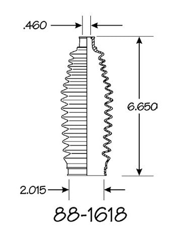 EMPI Rack and Pinion Bellows P/N:88-1618-K Fits: Acura Ilx, Acura Tlx, Chevrolet Malibu, Honda Accord, Honda Civic, Mazda 6, Mini Cooper, Mini Cooper Countryman, Mini Cooper Paceman, Mitsubishi Eclipse - Image 1