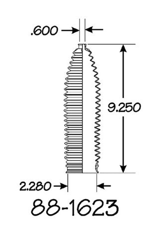 EMPI Rack and Pinion Bellows P/N:88-1623-K Fits: Cadillac Escalade 17-15, Chevrolet Silverado 1500 17-14, Chevrolet Suburban 17-15, Chevrolet Tahoe 17-15, Dodge Dakota 04-00, GMC Yukon 17-15, GMC Yukon Xl 17-15, Nissan Titan 2017, Ram 1500 12-11 - Image 1