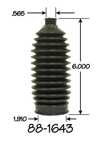 EMPI Rack and Pinion Bellows P/N:88-1643-K Fits: Ford Fusion 12-06, Lincoln Mkz 12-07, Lincoln Zephyr 2006, Mazda 6 08-03, Mercury Milan 09-06, Suzuki Kizashi 13-10 - Image 1