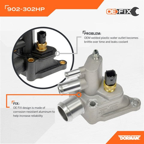 Dorman - OE Solutions Salida de Agua de Refrigerante de Motor P/N:902-302HP Fits: Chrysler Cirrus 06-01, Chrysler Sebring 06-01, Dodge Stratus 06-01, Mitsubishi Eclipse 10-00, Mitsubishi Endeavor 08-04, Mitsubishi Endeavor 2010, Mitsubishi Galant 09-99 - Image 6