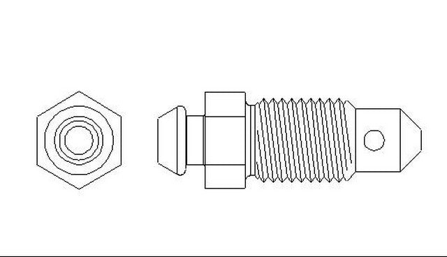 Better Brake Parts Brake Bleeder Screw P/N:9402 Fits: Chrysler 300m, Chrysler Cirrus, Chrysler Concorde, Chrysler Cordoba, Chrysler E Class, Chrysler Executive Limousine, Chrysler Executive Sedan, Chrysler Fifth Avenue, Chrysler Grand Voyager - Image 1