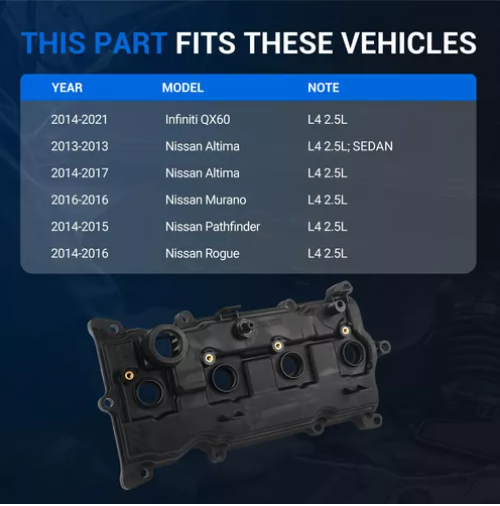 Tapa punterias con Empaques Nissan 2.5L NP300 2016 al 2018