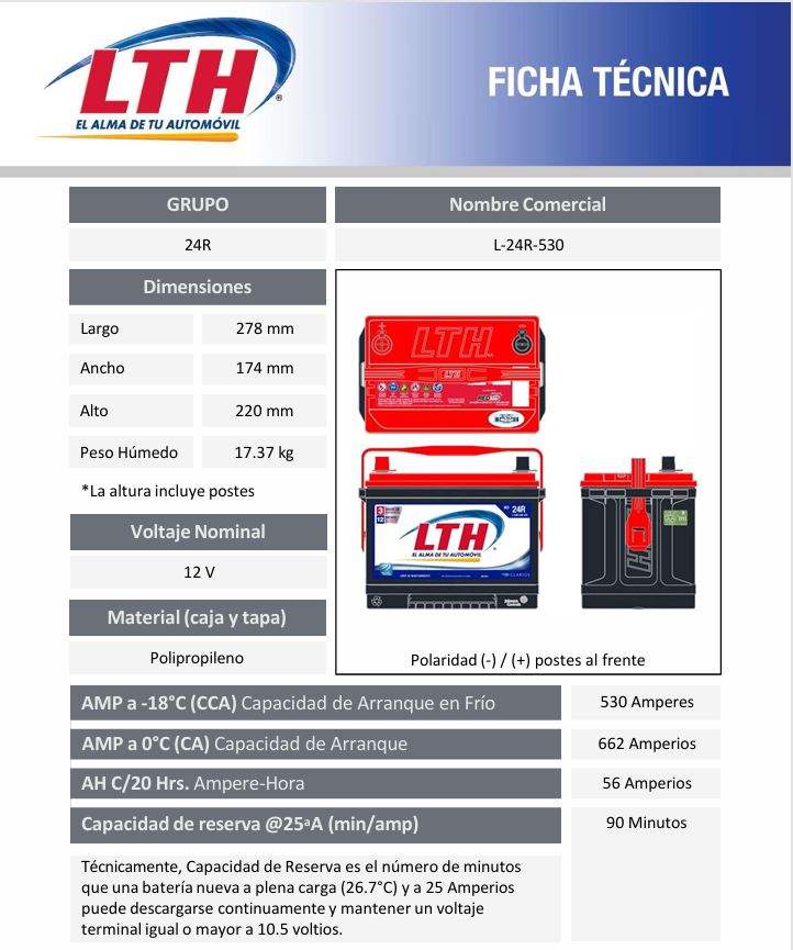 Bateria LTH BCI 24R 530 CCA