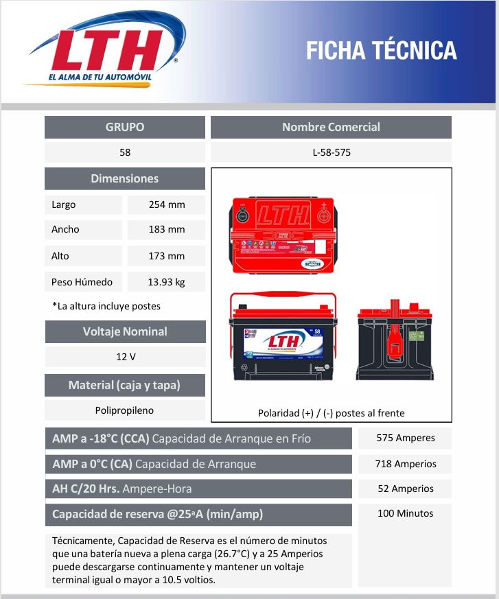 Bateria LTH BCI 58 575 CCA