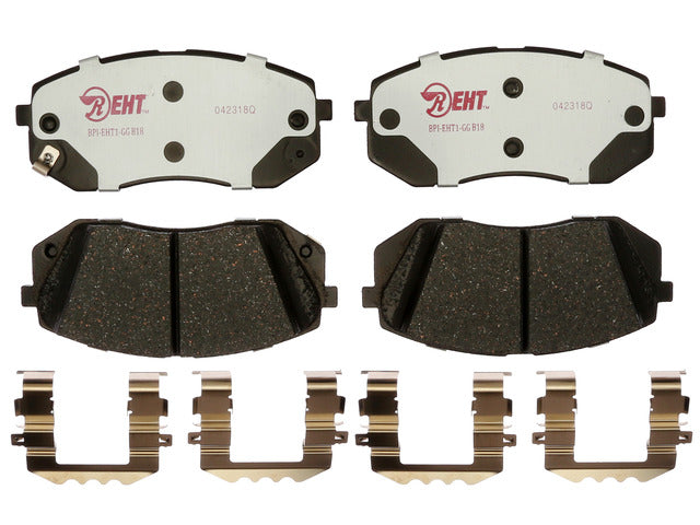 Raybestos Brakes Disc Brake Pad Set P/N:EHT1855H Fits: Hyundai Kona 23-21, Hyundai Sonata 19-16, Kia Forte 24-20, Kia Optima 20-16, Kia Seltos 2020, Kia Soul 19-17, Kia Soul Ev 2017 - Image 1