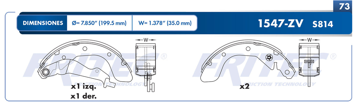 Balata tambor Fritec OW-1547-ZV
