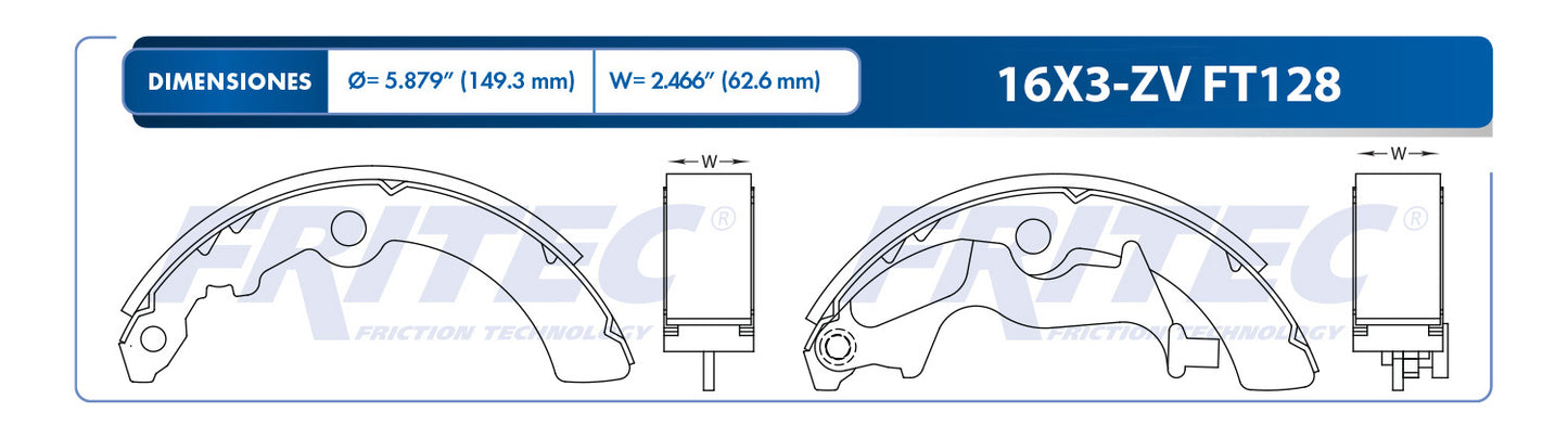 Balata tambor Fritec OW-16X3-ZV