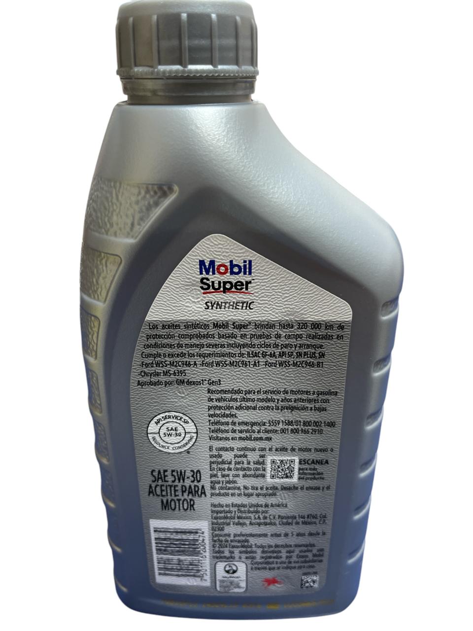 Aceite motor Mobil super sintetico 5W30 946ml