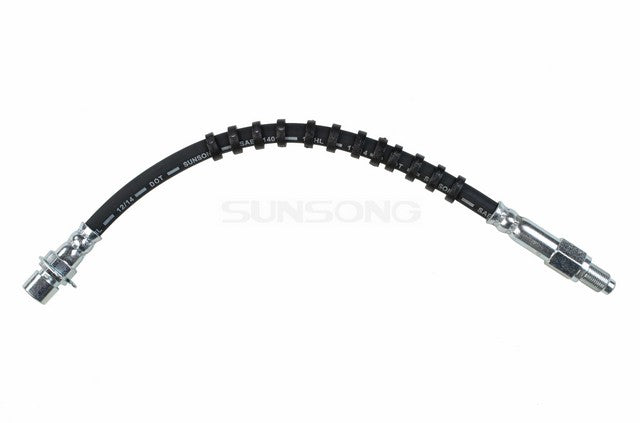 Sunsong Brake Hydraulic Hose P/N:2201046 Fits: Ford Fairmont 83-79, Ford Granada 82-81, Ford Ltd 86-83, Ford Mustang 87-79, Ford Thunderbird 82-80, Mercury Capri 86-79, Mercury Cougar 82-80, Mercury Marquis 86-83, Mercury Zephyr 83-79 - Image 1