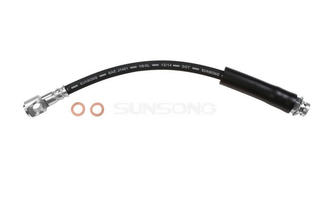 Sunsong Brake Hydraulic Hose P/N:2203176 Fits: Chevrolet Cavalier 05-95, Chevrolet Classic 05-04, Chevrolet Malibu 03-97, Oldsmobile Alero 04-99, Oldsmobile Cutlass 99-97, Pontiac Grand Am 05-99, Pontiac Sunfire 05-95 - Image 1