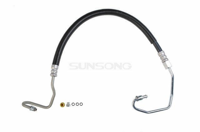 Sunsong Power Steering Pressure Line Hose Assembly P/N:3401372 Fits: Chevrolet Cargo Van 1999, Chevrolet Express 1500 02-99, Chevrolet Express 2500 02-99, Chevrolet Express 3500 02-99, GMC Savana 1500 02-99, GMC Savana 2500 02-99, GMC Savana 3500 02-99 - Image 1