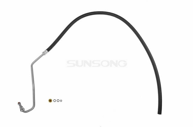 Sunsong Power Steering Return Line Hose Assembly P/N:3401427 Fits: Buick Commercial Chassis, Buick Roadmaster, Cadillac Commercial Chassis, Cadillac Fleetwood, Chevrolet Caprice, Chevrolet Commercial Chassis, Chevrolet Impala - Image 1