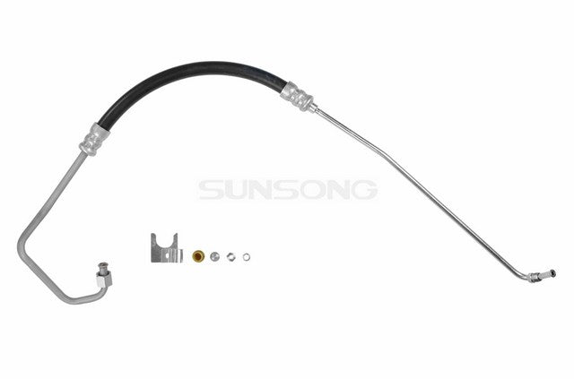 Sunsong Power Steering Pressure Line Hose Assembly P/N:3401907 Fits: Ford F-100 1973, Ford F-100 77-75, Ford F-150 77-75, Ford F-250 77-73, Ford F-350 77-73 - Image 1