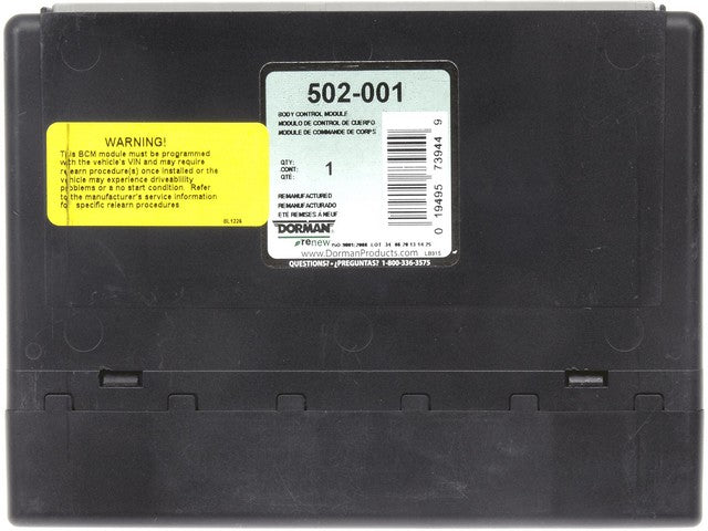 Dorman - OE Solutions Módulo de Control de Carrocería P/N:502-001 Fits: Buick Enclave, Buick Lucerne, Cadillac Cts, Cadillac Dts, Cadillac Srx, Cadillac Sts, Chevrolet Caprice, Chevrolet Equinox, Chevrolet Express 1500, Chevrolet Express 2500 - Image 1