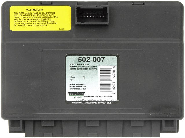 Dorman - OE Solutions Módulo de Control de Carrocería P/N:502-007 Fits: Chevrolet Avalanche 1500, Chevrolet Avalanche 2500, Chevrolet Express 1500, Chevrolet Express 2500, Chevrolet Express 3500, Chevrolet Silverado 1500, Chevrolet Silverado 1500 Classic - Image 1
