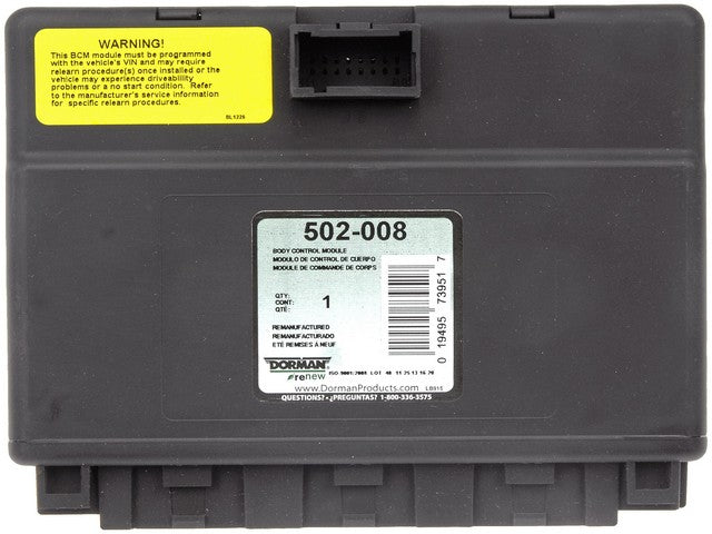 Dorman - OE Solutions Módulo de Control de Carrocería P/N:502-008 Fits: Chevrolet Express 1500, Chevrolet Express 2500, Chevrolet Express 3500, Chevrolet Silverado 1500, Chevrolet Silverado 1500 Classic, Chevrolet Silverado 2500 - Image 1