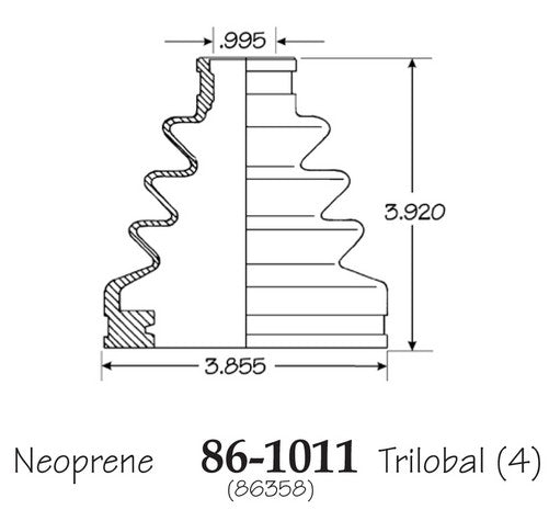 EMPI CV Joint Boot P/N:86-1011-D Fits: Infiniti Ex35, Infiniti Ex37, Infiniti Fx35, Infiniti Fx37, Infiniti Fx45, Infiniti Fx50, Infiniti G25, Infiniti G35, Infiniti G37, Infiniti J30 - Image 1