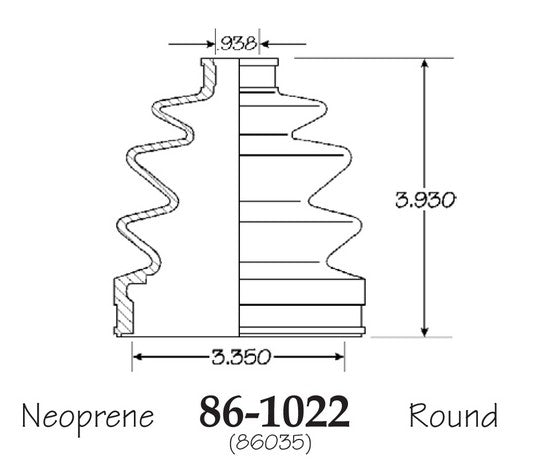 EMPI CV Joint Boot P/N:86-1022-D Fits: Ford Probe, Hyundai Tiburon, Mazda 626, Mazda B2600, Mazda Mx-6, Mitsubishi Cordia, Mitsubishi Galant, Mitsubishi Tredia, Nissan Axxess, Nissan Pulsar Nx, Nissan Stanza - Image 1
